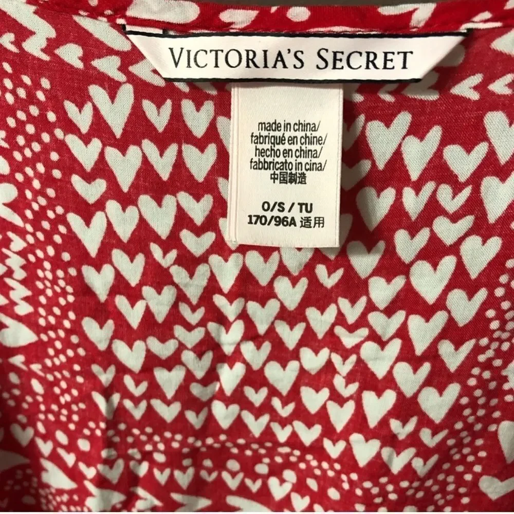 Victoria’s Secret Red Heart Print Kimono Robe One Size OS